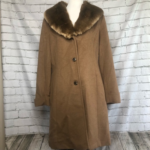 Lauren Ralph Lauren Brown Faux Fur “New Vicuña” Coat, Button